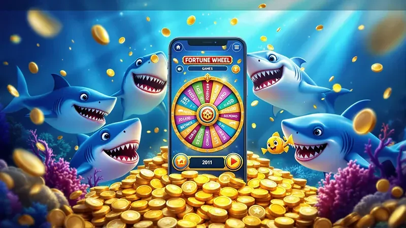 Adegan target ikan dan meriam dalam permainan arcade bawah laut